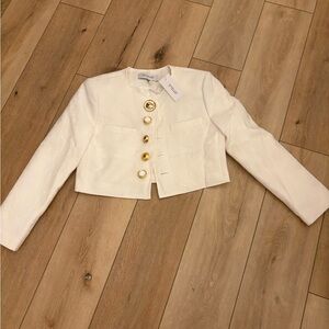 Derek lam 10 Crosby White Cropped Jacket with Gold Buttons